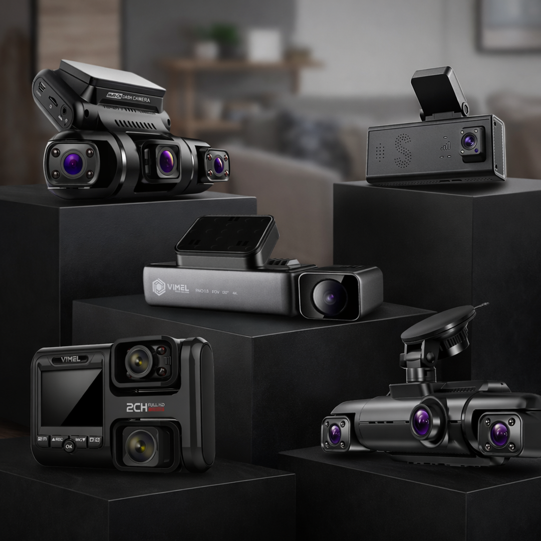 A group of dash cameras from the range displayed together