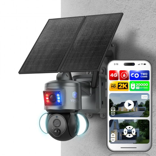 4G Security Camera 2K Solar Powered 2 Cams