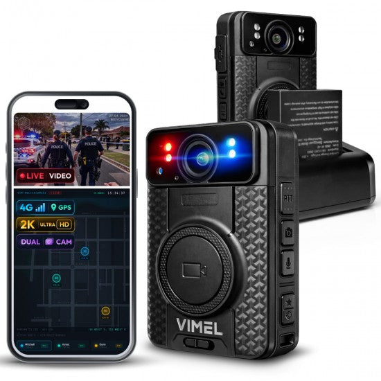 Dual Lens 4G Body Worn Camera 2K – Pre-Record, GPS Tracking