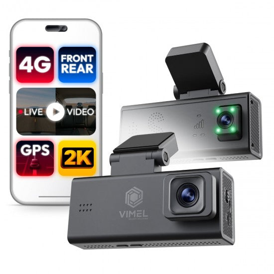 Dual Dash Cam 2K Front Rear 4G GPS Parking Security