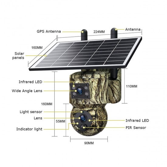4G Solar Security Camera – 2K Dual-Lens PTZ, GPS Tracking &amp; Wildlife Monitoring