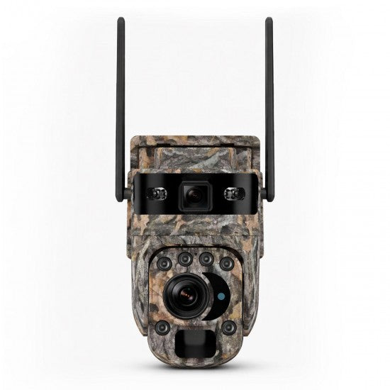 Camouflage 4G Solar Security Camera – 2K Dual Lens, 20X Optical