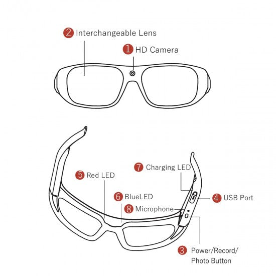 4K Action Spy Camera Sunglasses - 24MP Photos, UV400 Lenses