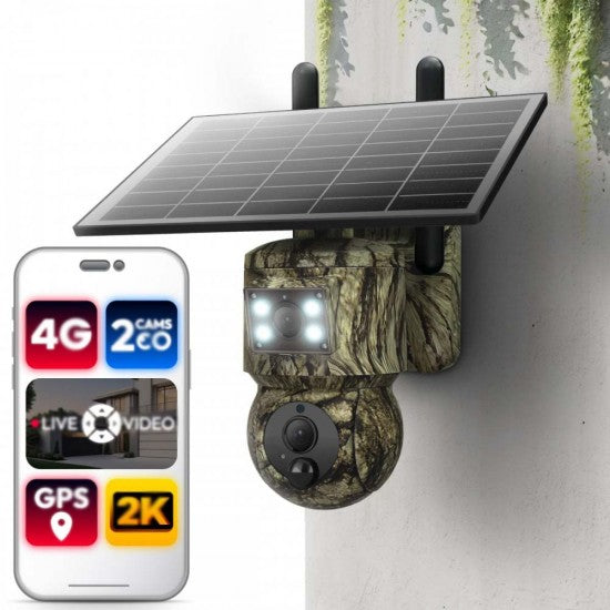 4G Solar Security Camera – 2K Dual-Lens PTZ, GPS Tracking &amp; Wildlife Monitoring