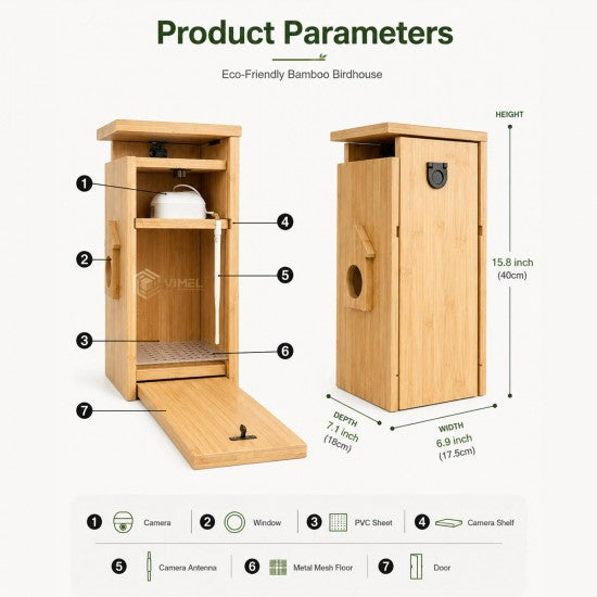Solar Bird Nest Box Camera – 2K Remote View, WIFI