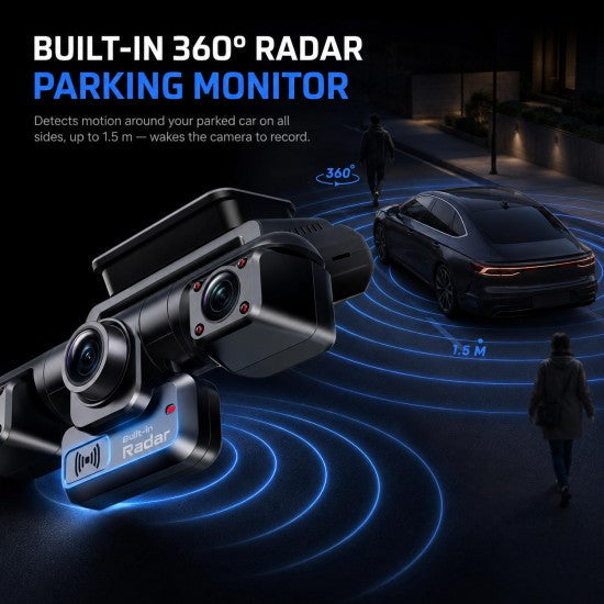 Cabin 4-Channel Dash Cam with Rear Camera & Built-In Radar Parking