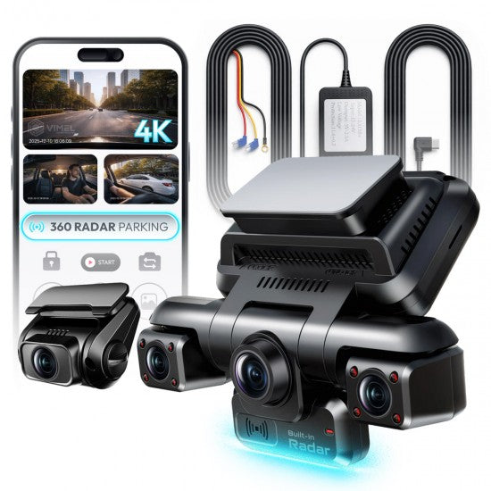 Cabin 4-Channel Dash Cam with Rear Camera &amp; Built-In Radar Parking