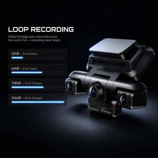 Cabin 4-Channel Dash Cam with Rear Camera &amp; Built-In Radar Parking