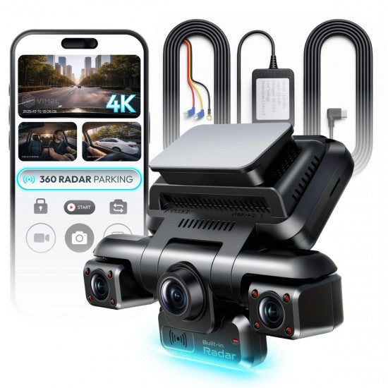Cabin Triple-Channel Dash Cam with 4K & Built-In Radar Parking