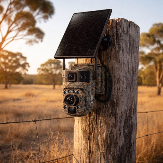 Camouflage 4G Solar Security Camera – 2K Dual Lens, 20X Optical