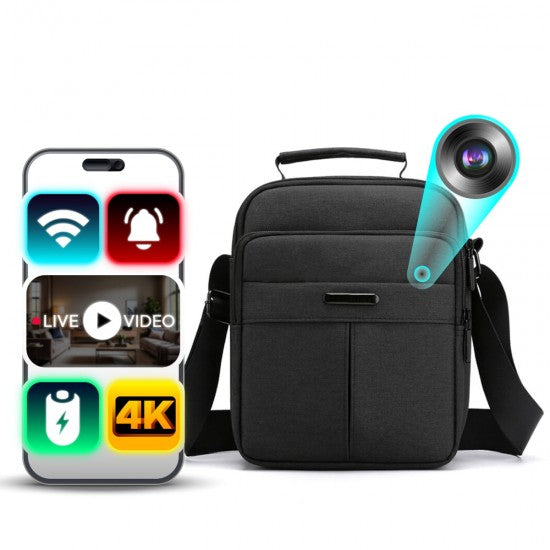 Crossbody Spy Camera - 4K WiFi Streaming, Motion Sensor