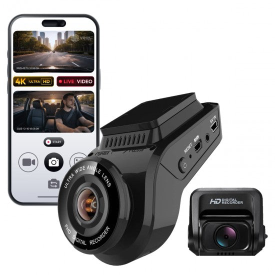 VIMEL Dual Dash Camera GPS WIFI 4K Car 