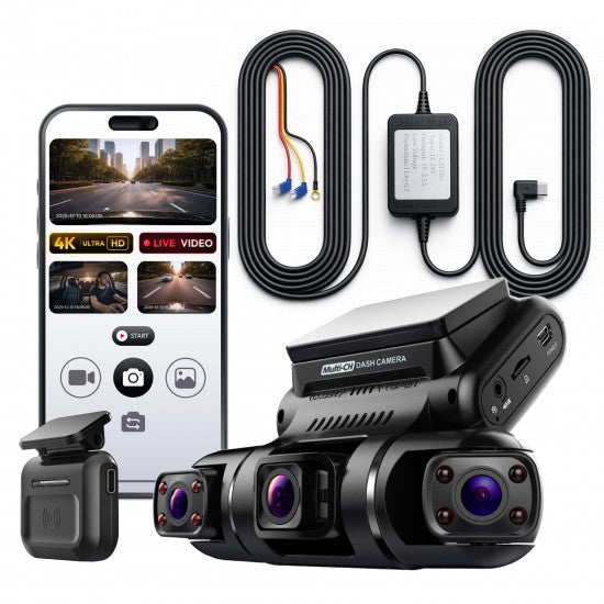 Dashcam Triple 3 Lens Radar WIFI 4K Security Parking Mode