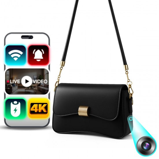 Designer Purse Spy Camera - 4K LIVE, WiFi Remote View