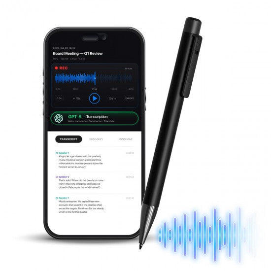 Transcription Hidden Voice Recorder Pen – 64GB, Voice Activated
