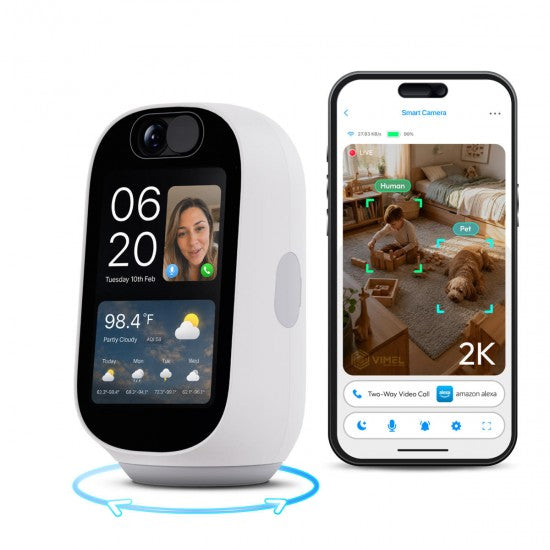 Indoor Security Camera 2K with Built-In Screen & Auto-Tracking
