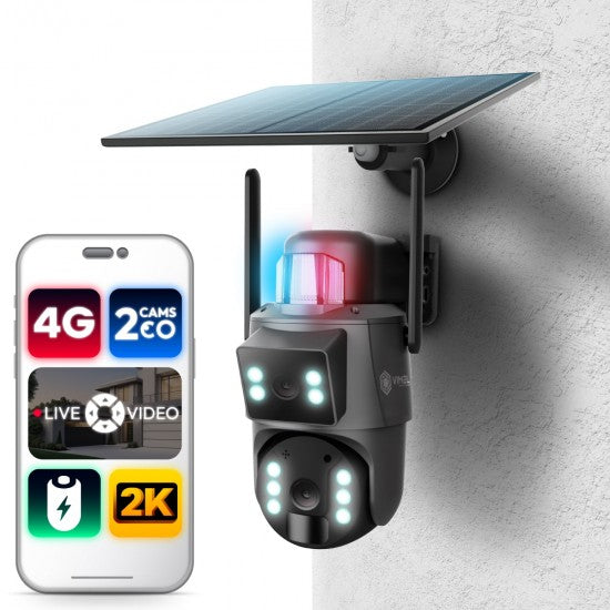 4G Solar Powered Dual-Lens PTZ Camera: 2K Clarity &amp; Total Off-Grid Security