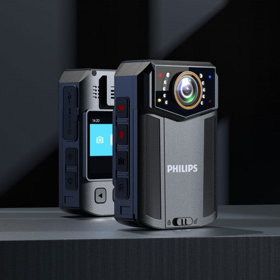 Philips Dual-Battery Police Body Camera 4K - WiFi, Night Vision