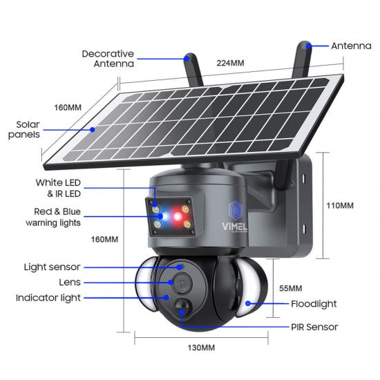 4G Solar Security Camera PTZ Alarm System