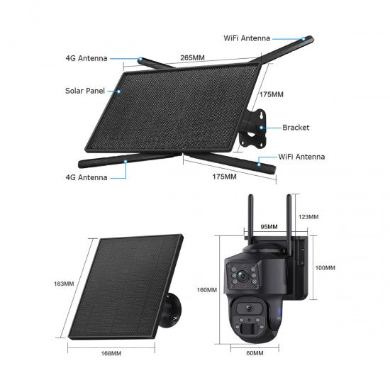 Off-Grid 4G Solar Security System - Single SIM, 4 Cameras 2K