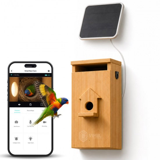 Solar Bird Nest Box Camera – 2K Remote View, WIFI