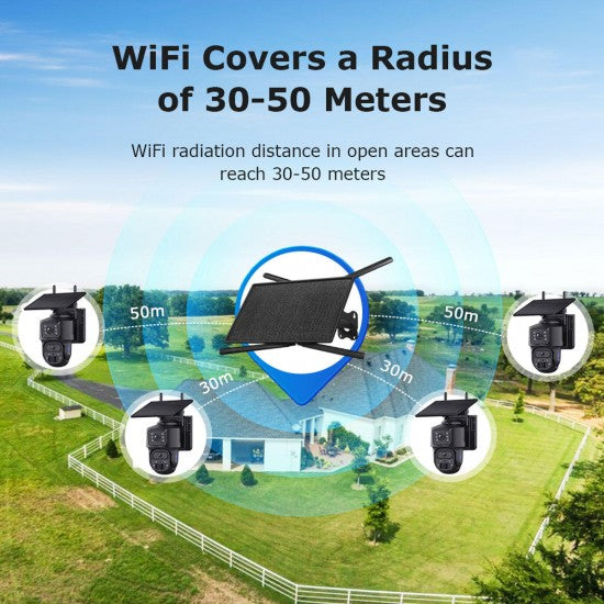 Off-Grid 4G Solar Security System - Single SIM, 4 Cameras 2K