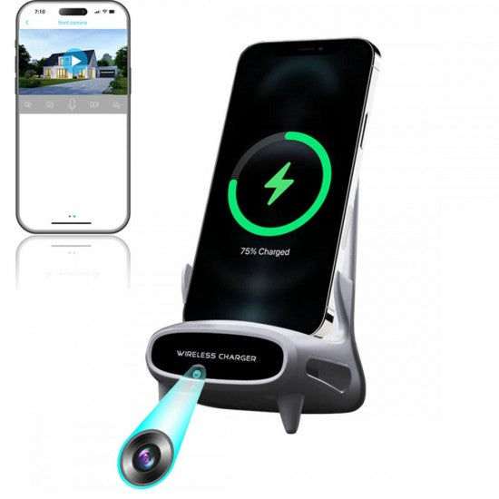 WIFI Wireless Charging Station Home Spy Camera 4K LIVE VIEW