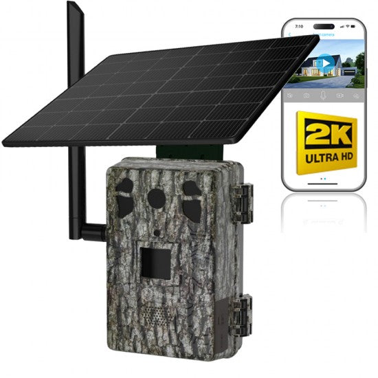 4G Solar Panel Wildlife Camera 2K ULTRA HD LIVE View