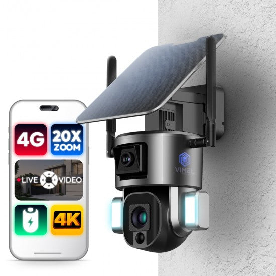 4G Solar Dual Security Camera 20X Zoom