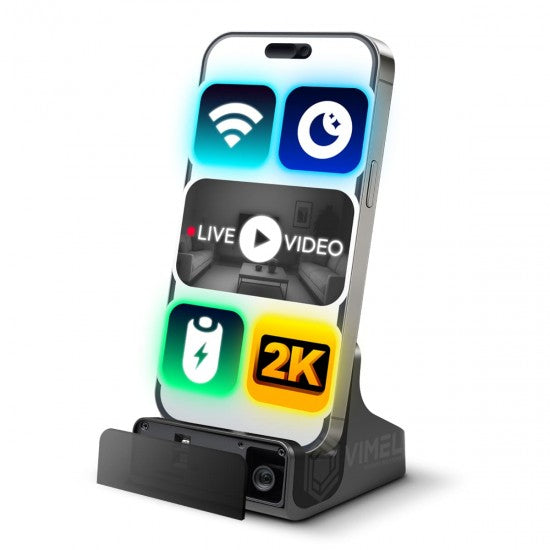 Hidden Camera Charger Stand 2K - Wi-Fi, No-Glow IR