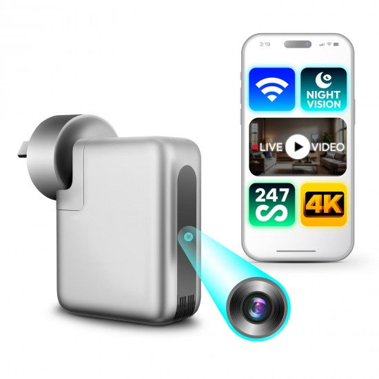 WiFi Power Plug Hidden Camera 4K Live Streaming