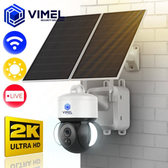 WIFI Dual Solar Security Camera 24/7 Continuous Recording 2K