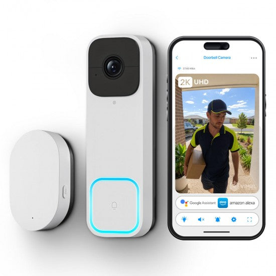 WiFi Doorbell Camera 2K with Chime & Two-Way Talk