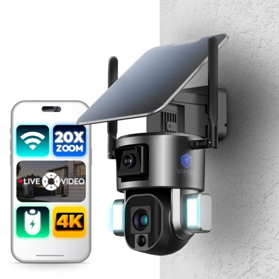 ULTRA HD 4K WIFI Solar Dual Security Camera 20X