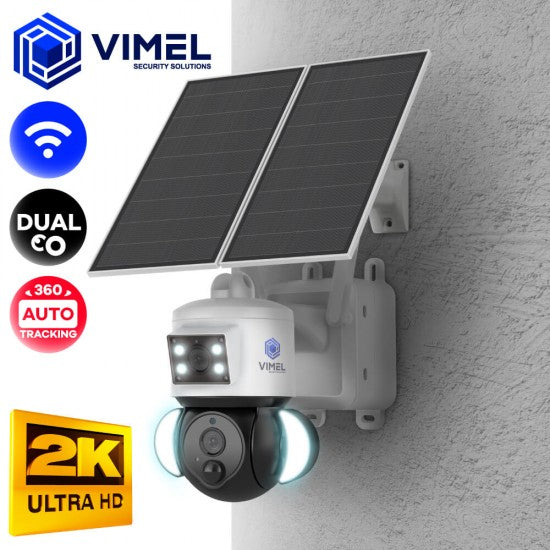 Wireless Dual Security Camera 2K Solar Panel