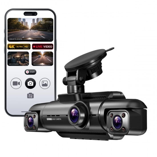 WIFI Triple Channel Dash Camera 4K