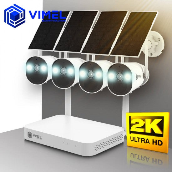 Wireless NVR Solar Powered Security Cameras 2K WIFI